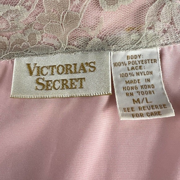 Victoria's Secret Vintage Pink Satin Pajama Set Top and Shorts M/L Gold Label - Picture 8 of 16